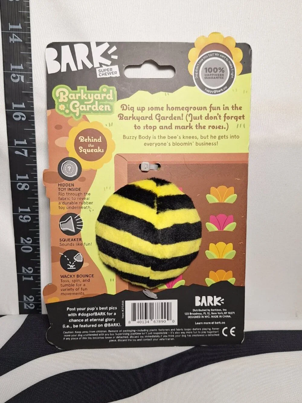 NWT Bark Super Chewer Buzzy Body Dog Toy M-L